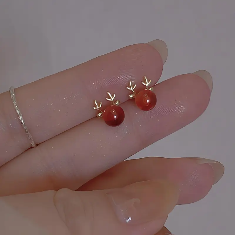Yiru S925 Silver Stud Earrings Christmas Earrings Jewelry Accessories Women's-4