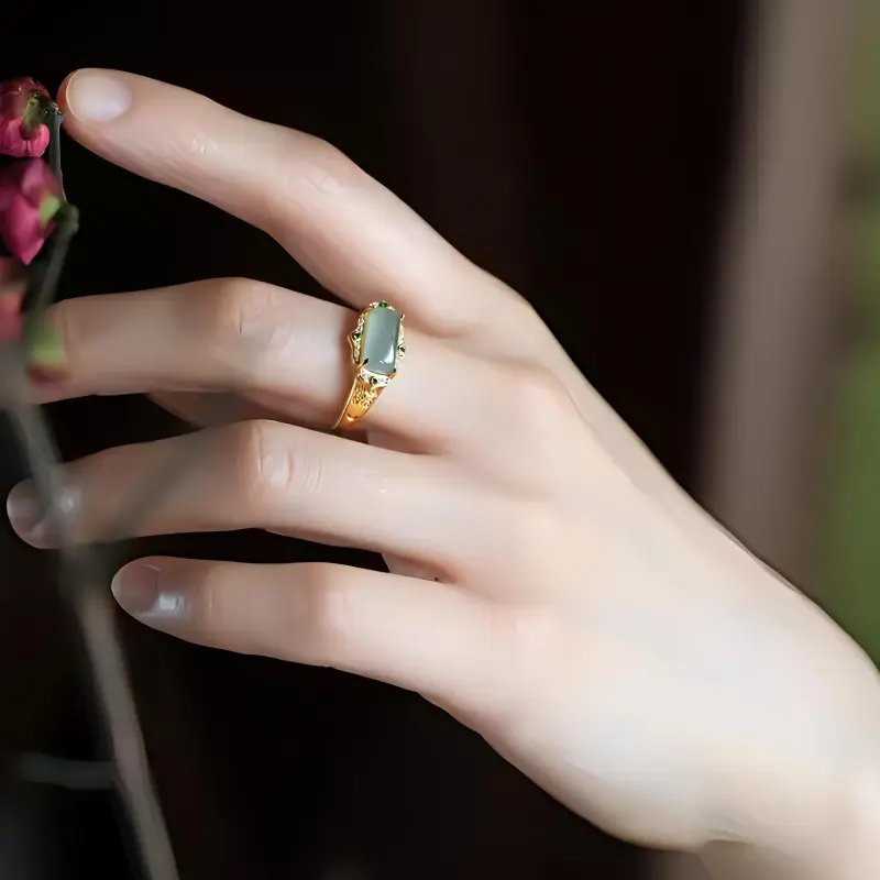 Xiaoyinjiang Ice Type Jadeite Rings Women's-3
