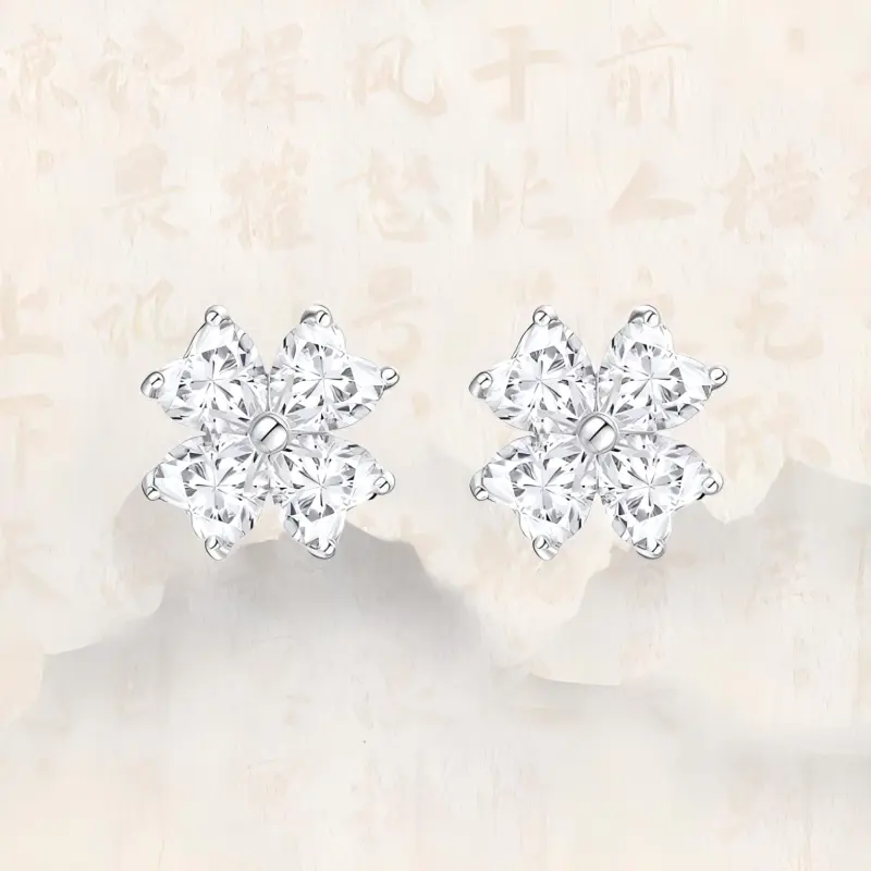 Chongqing Gold Store S925 Silver Stud Earrings Women's Good Luck Confession Record-4