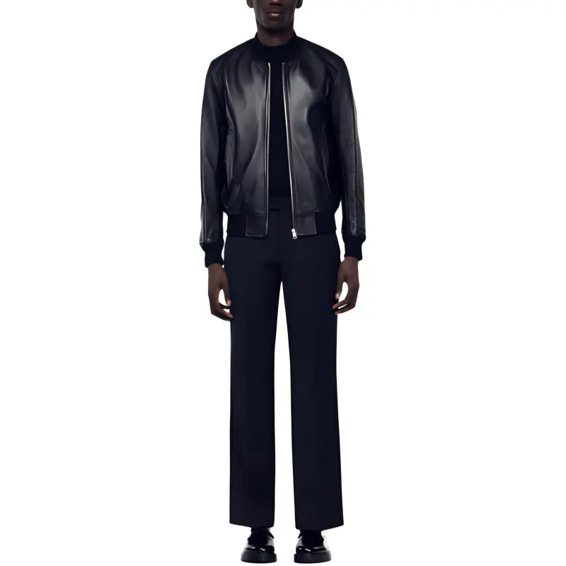 Sandro Leather Bomber Jacket-1