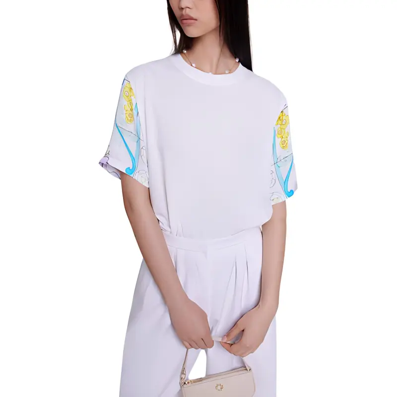 Maje Mosaic-print Panelled T-shirt-1