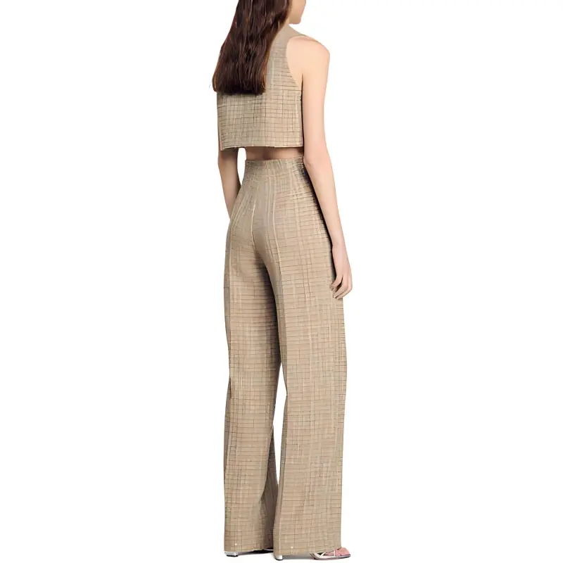 Sandro Wide leg Tweed Trousers-2