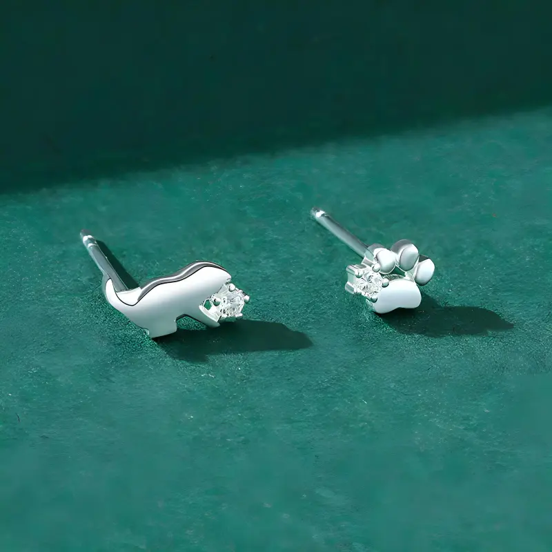 UX S999 Fine Silver Stud Earrings Women's-2