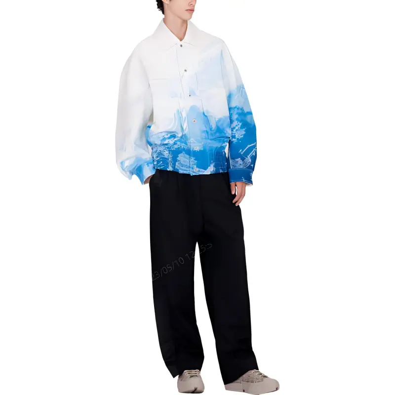 Feng Chen Wang Chinese Painting Print Series Jackets Men White/Blue-1
