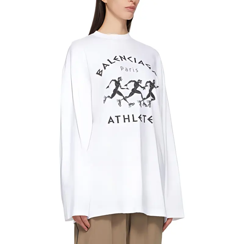 Balenciaga Athletes Logo Oversize Tee 'White/Black'-5