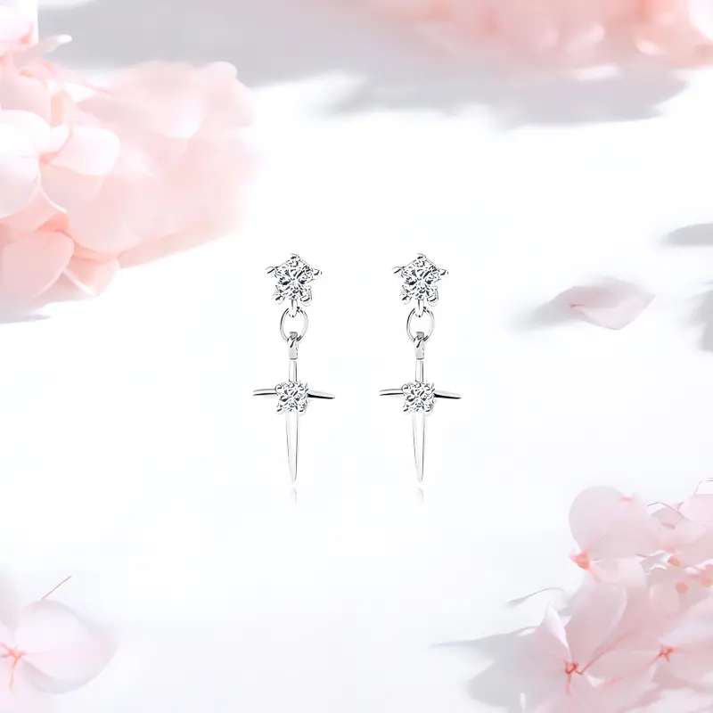 SHK Alloy Zircon Earrings Women's-4