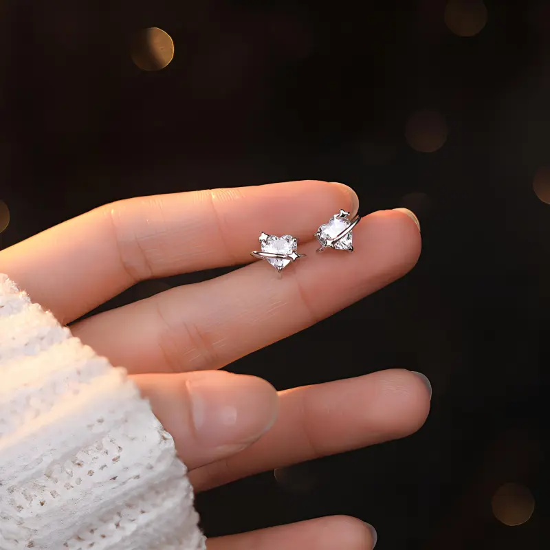 SINCE BEAUTY S999 Fine Silver Stud Earrings Women's Silver-2