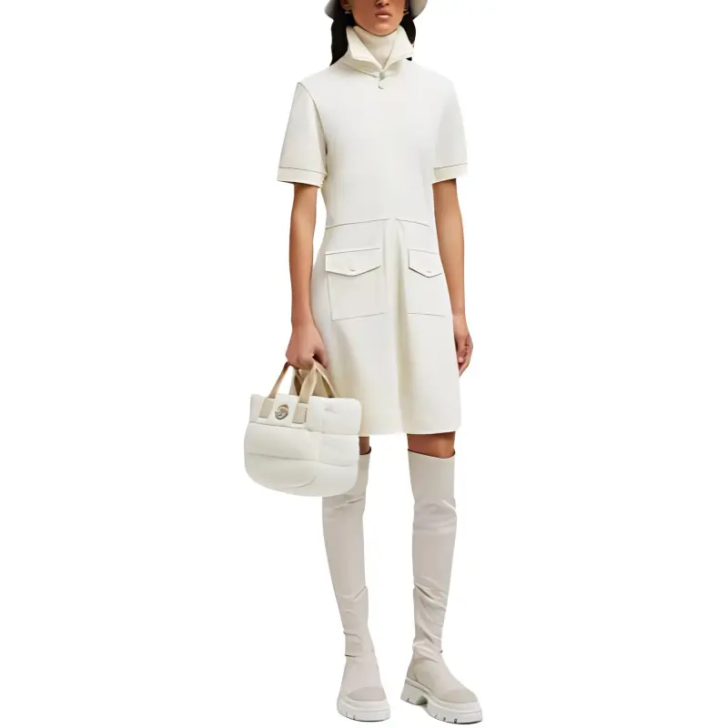 Moncler Short Sleeved Dresses Women's White-2