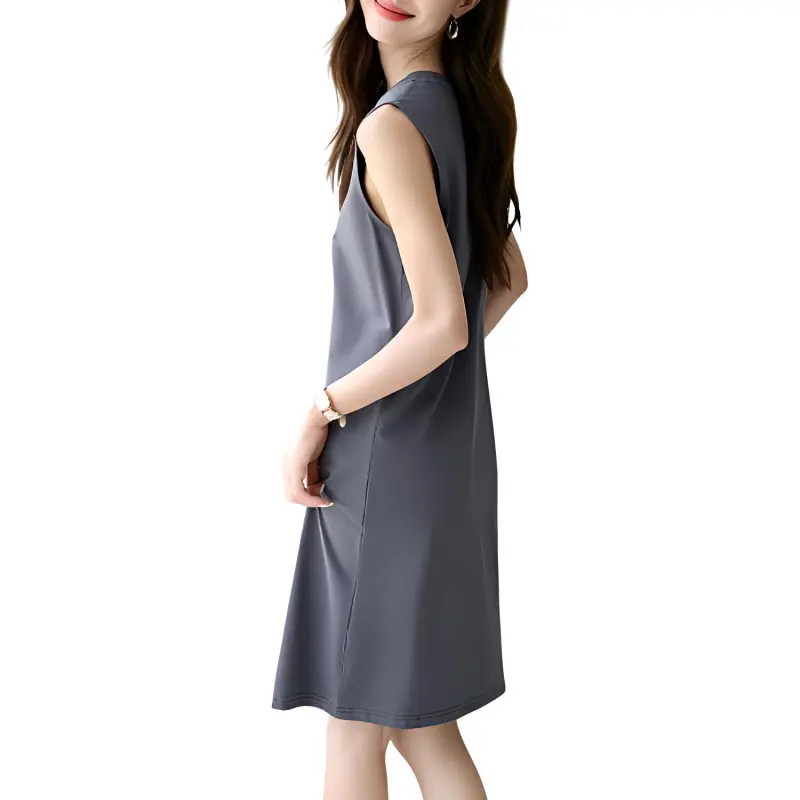 Mo Han Yi Mei Sleeveless Dress Women's Black-5