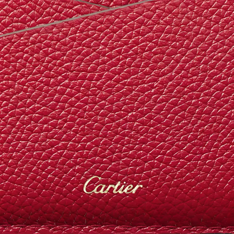 CARTIER PANTHÈRE Shiny Calfskin Card Holder Women's Red-3