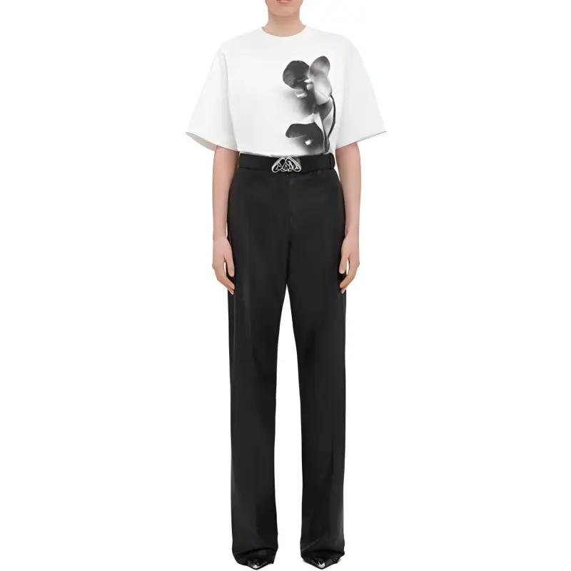 Alexander McQueen Orchid Printed Crewneck T-Shirt-1