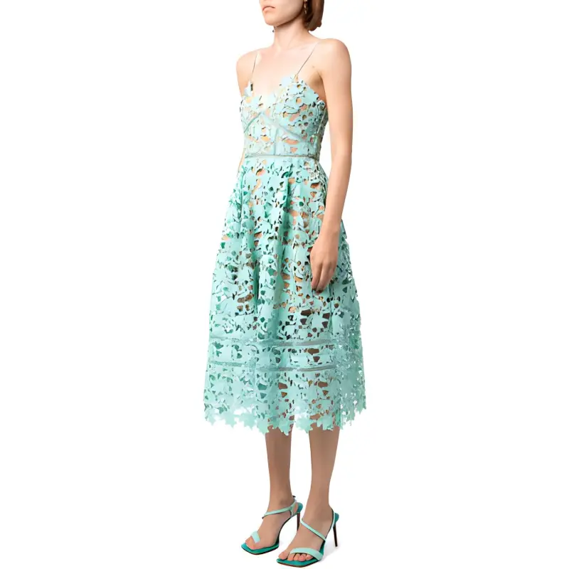 Self-portrait Aqua Azaelea Lace Midi Dress-5