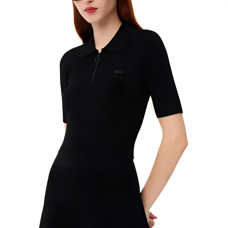LACOSTE Short Sleeved Dress Women's Black-4