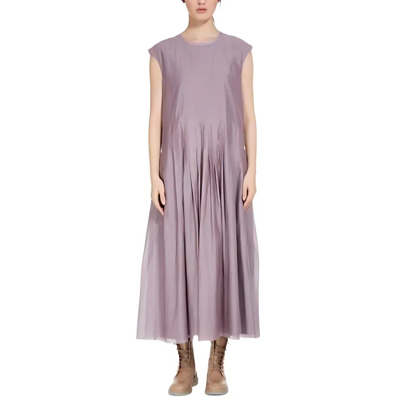 ’S MAX MARA Uriel Collection Cotton And Silk Voile Dress Sleeveless Dress Women's Lilac-1