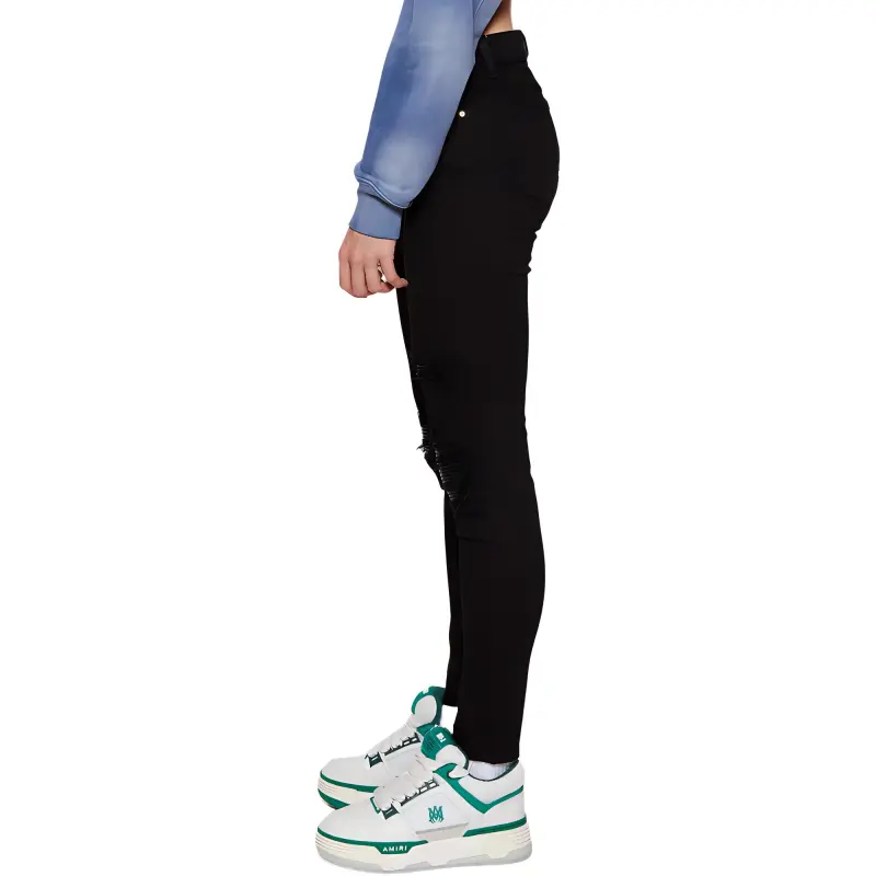 AMIRI MX1 Leather trimmed Distressed Skinny Jeans-3