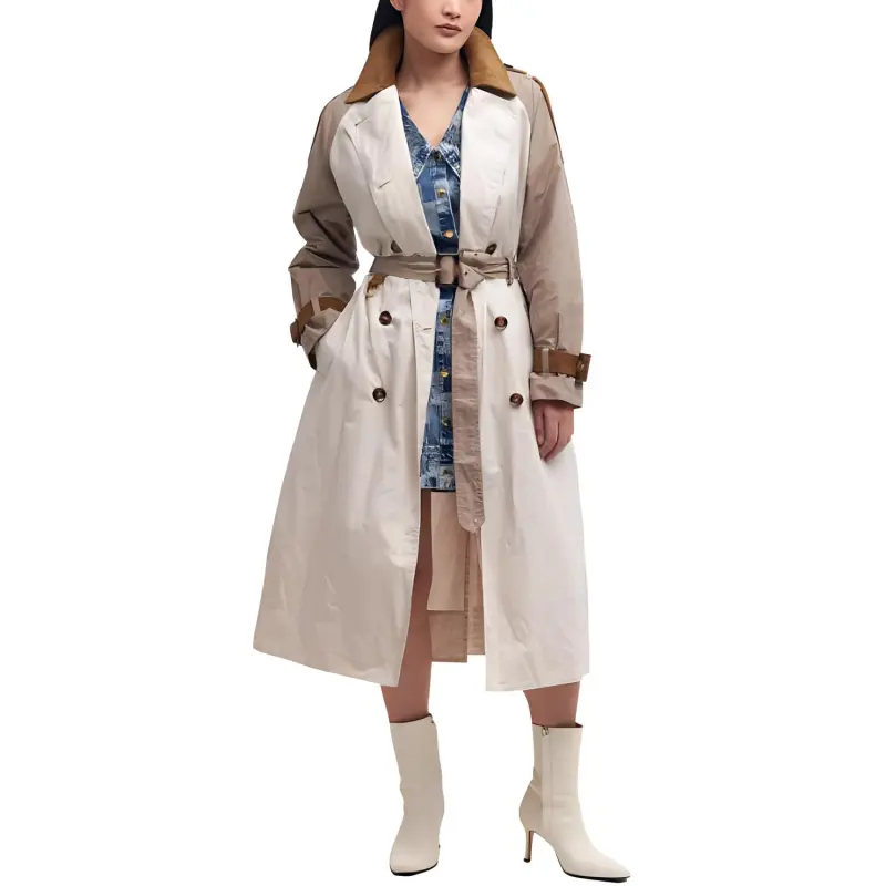 BARBOUR Panelled Double-Breasted Belted Coat-2