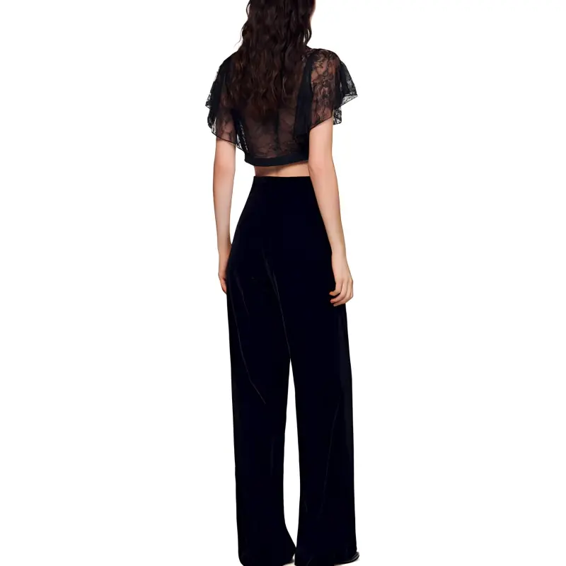 Sandro Levin Straight-leg Velvet Trousers-2