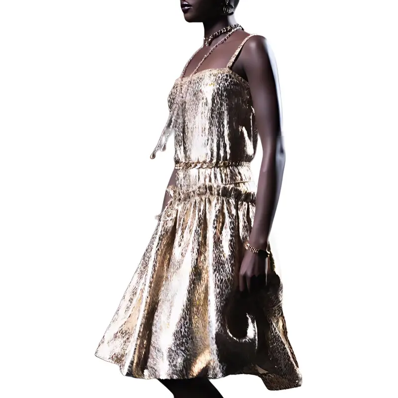 CHANEL SS23 Sleeveless Dress Women's Gold-2