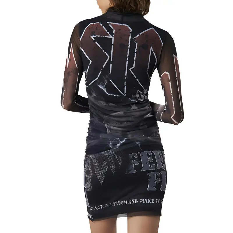 Vision Of Super Long Sleeved Dresses Women's Black-2