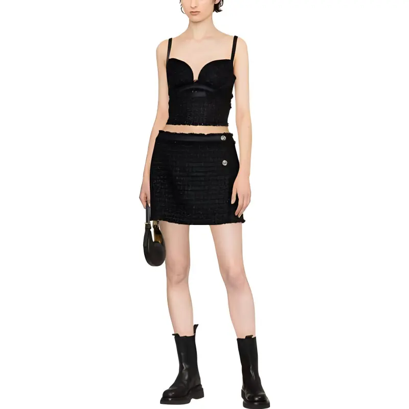 VERSACE Tweed Wrap Miniskirt-1
