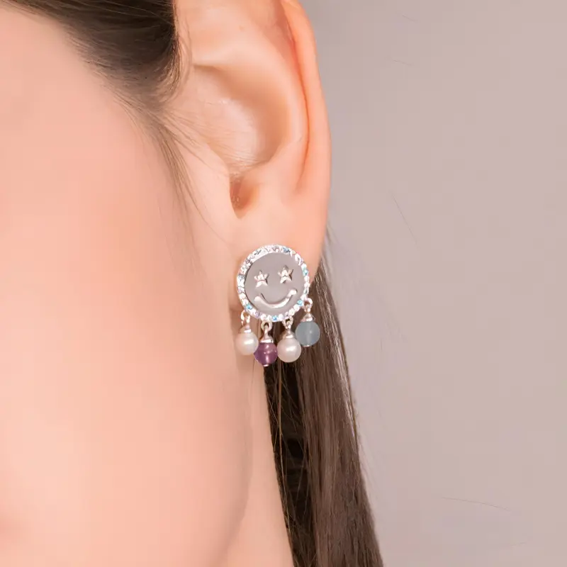 BABYBEI Shell Pearl Clip On Earrings Women's-4
