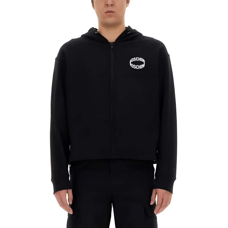 MOSCHINO Logo appliqué Zip up Hoodie-3