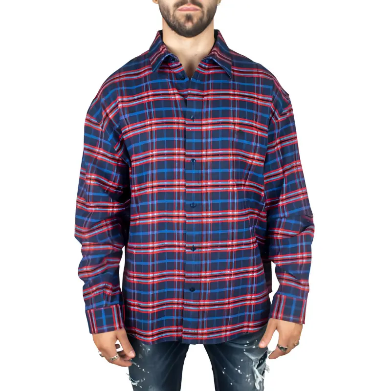 Balenciaga Shirt Men's Red Blue-2