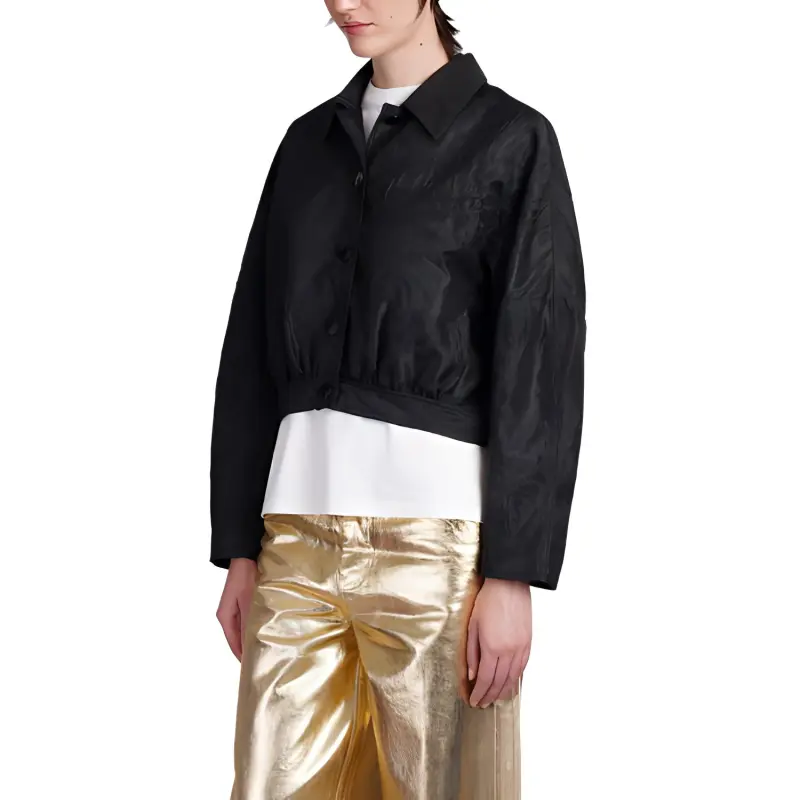 GANNI Ruched Detailed Cropped Jacket-2