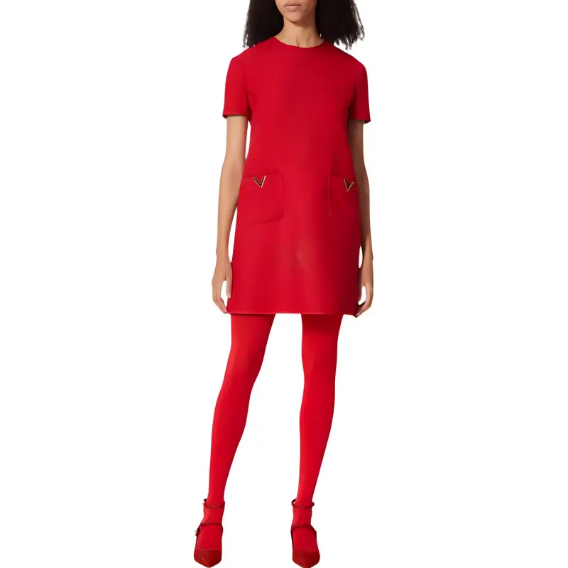 Valentino Short Sleeved Dress Women's Red-1