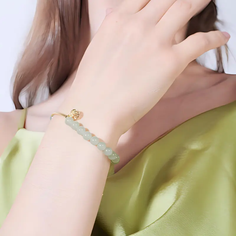 VIVIWELL Bracelets Women's Fortune Bead Bracelet With Fu Character-2