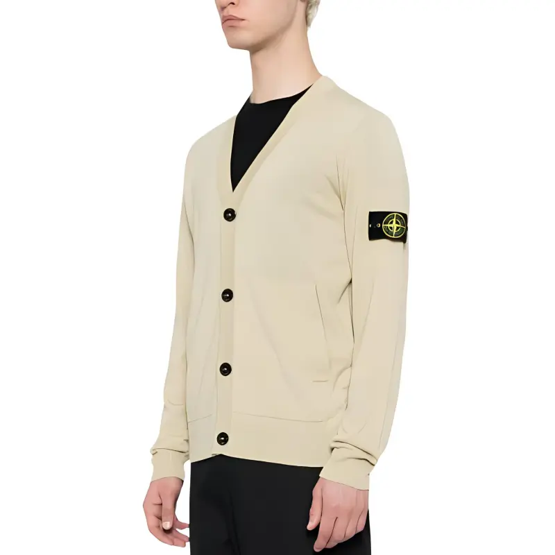 STONE ISLAND Compass motif Virgin Wool Cardigan-3
