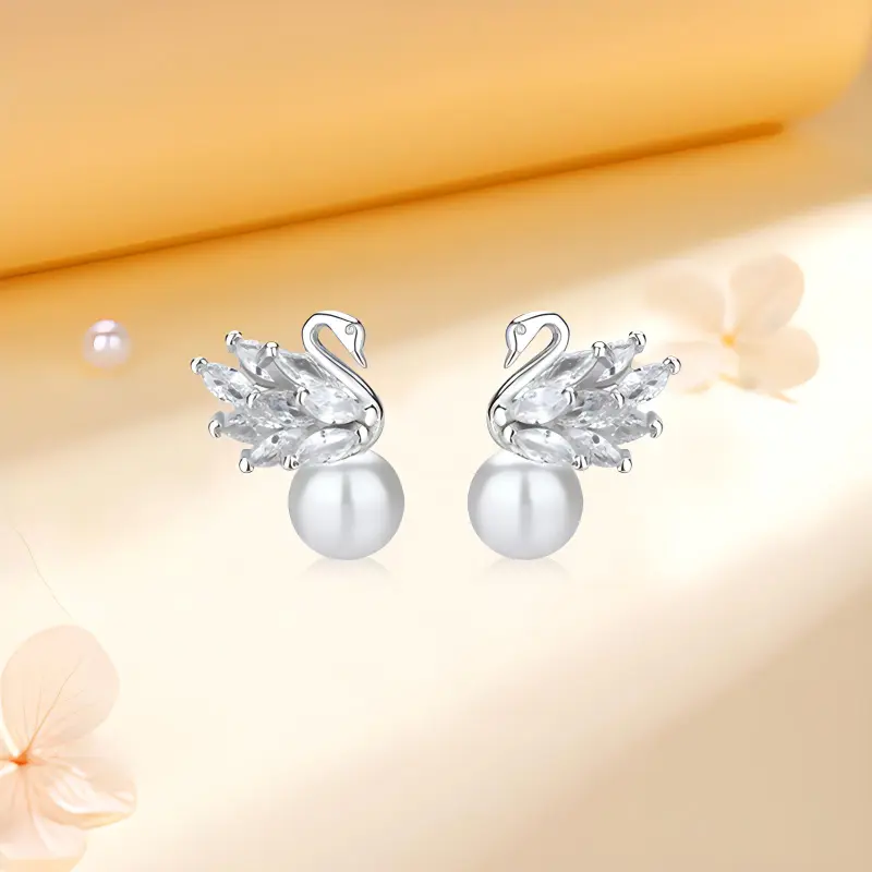 Kim Ka Fook S925 Silver Stud Earrings Women's-2