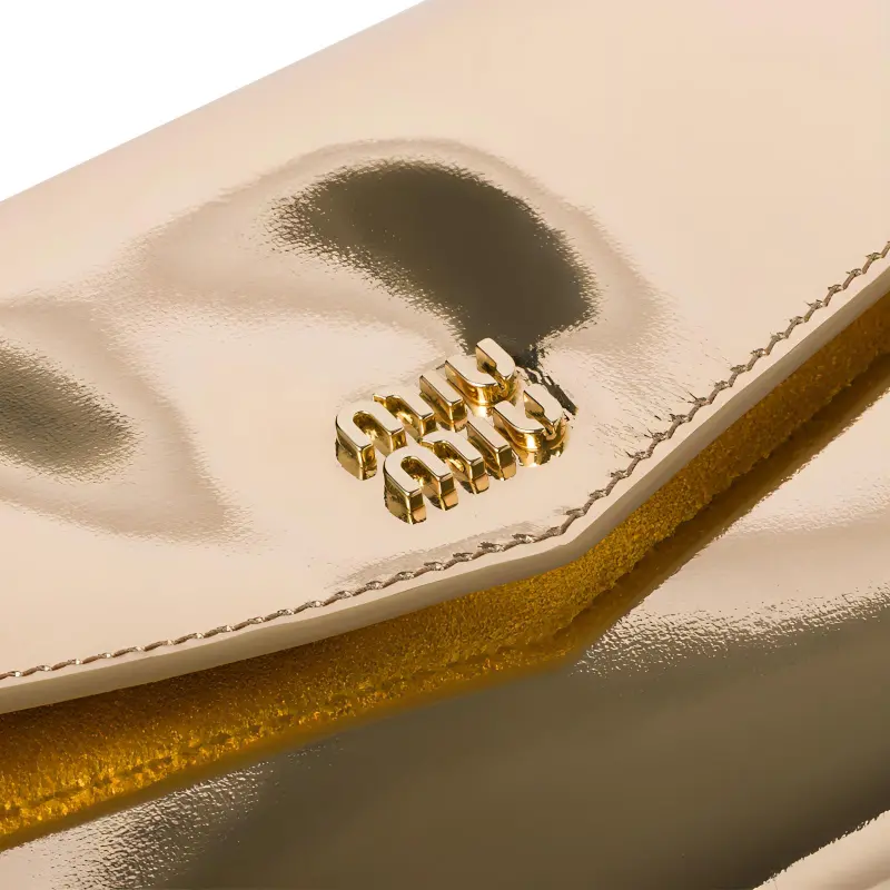 MIU MIU Bright Leather Card Holder Women's Platinum-3
