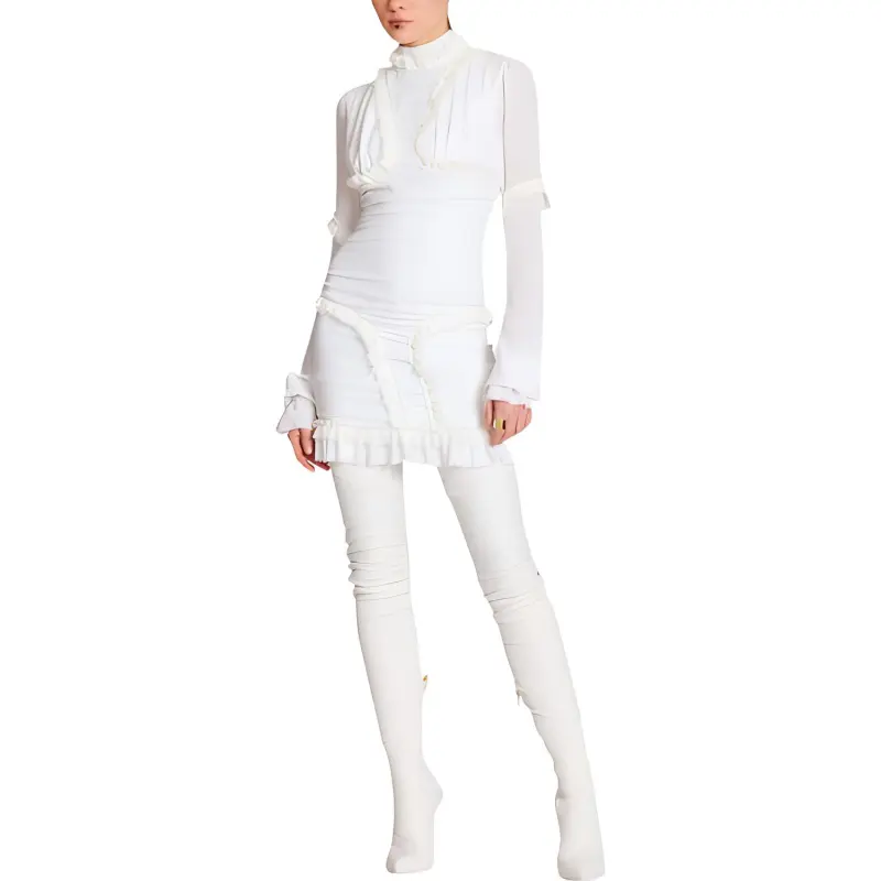 BALMAIN Long Sleeved Dresses Women's White-3