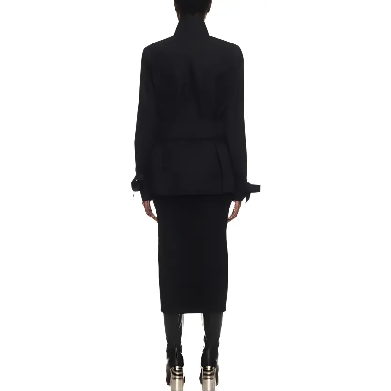 OFF WHITE Funnel Neck Belted Waist Jacket-2