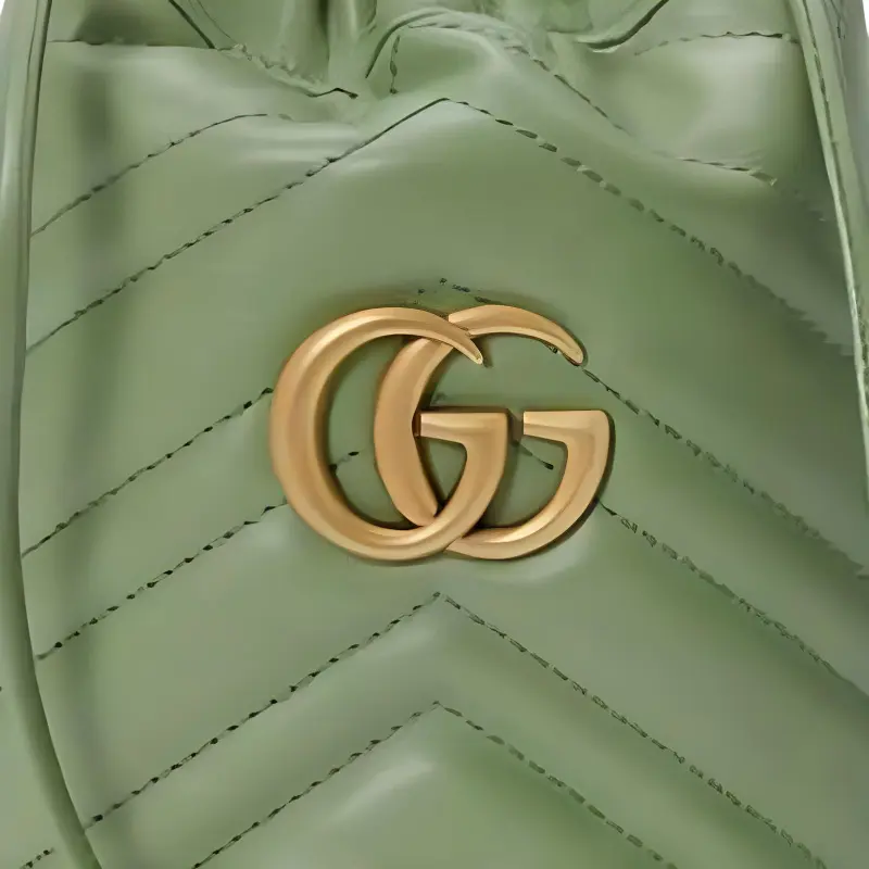 GUCCI Marmont Chevron Leather Bucket Bags Crossbody Bag Shoulder Bag Women's Sage Green-3