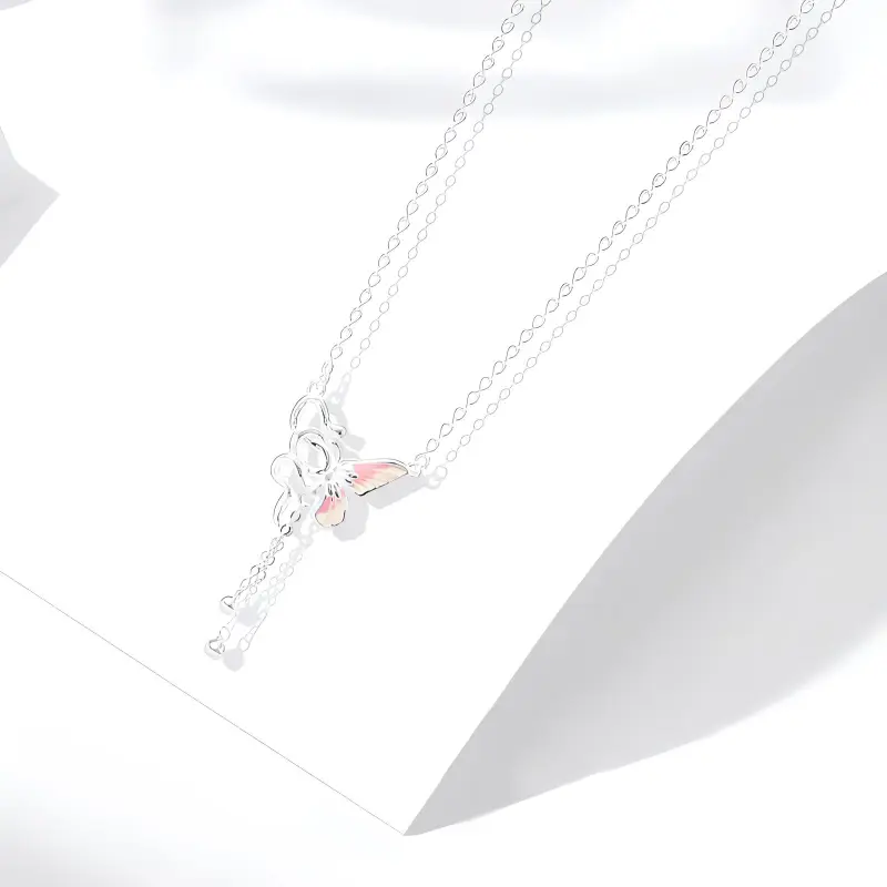 Muyan S990 Fine Silver Serpent Butterfly Necklace Women's-1