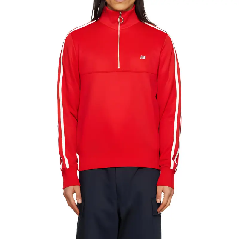 AMIPARIS Striped Short zip Pullover Sweatshirt-3