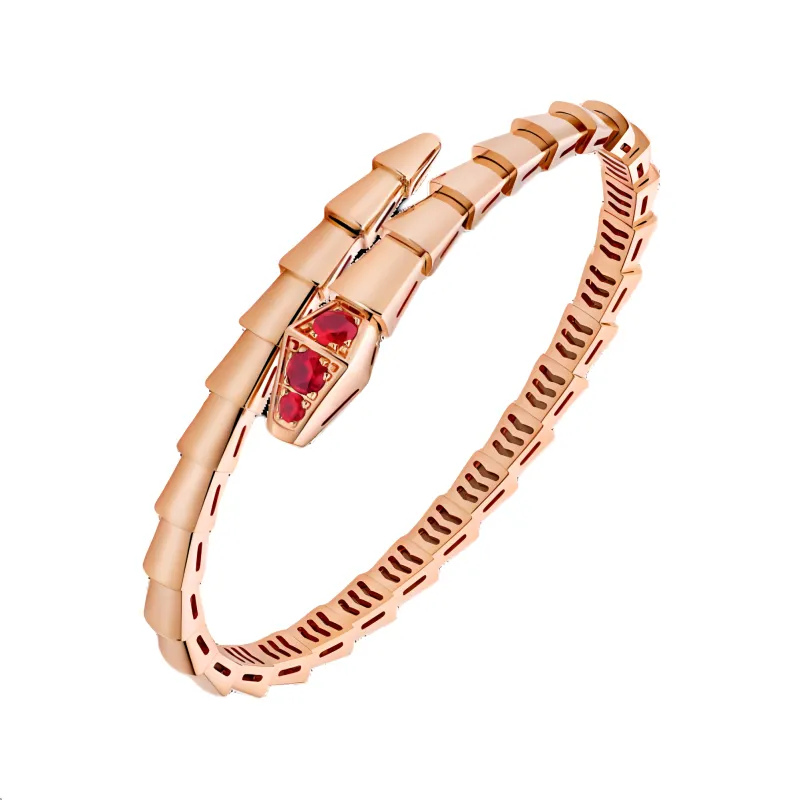BVLGARI 18K Rose Gold Ruby Bangles Unisex-2