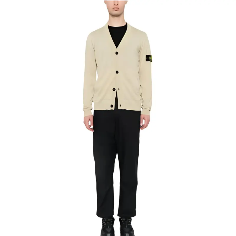 STONE ISLAND Compass motif Virgin Wool Cardigan-1