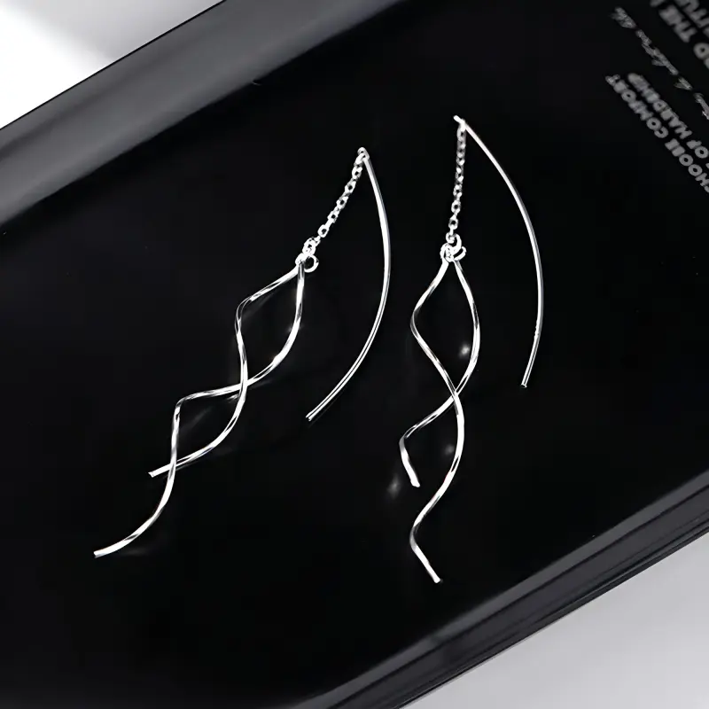 Beauty 925 Sterling Silver Drop Earrings Women's-5