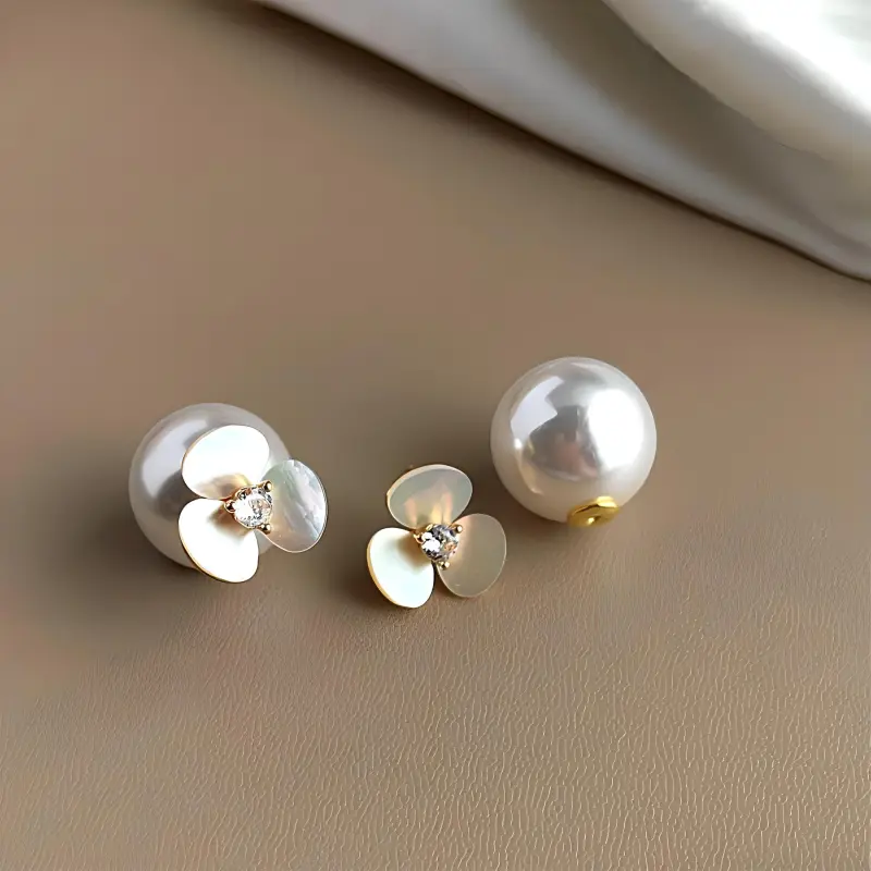 Yab Shell Pearl Stud Earrings Women's-2