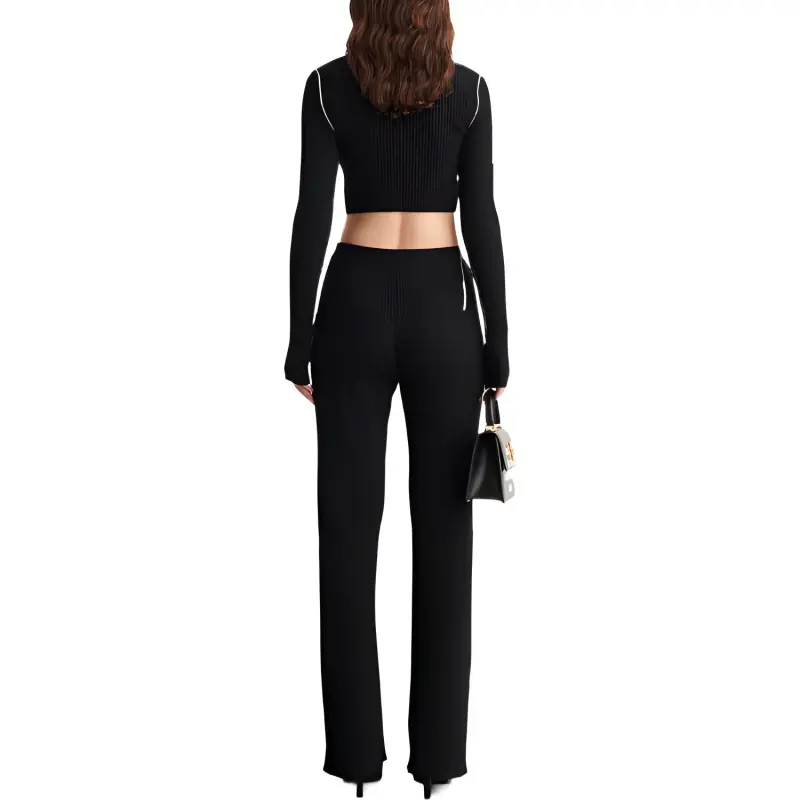 OFF WHITE Outline Crop Cardigan Black/White-2