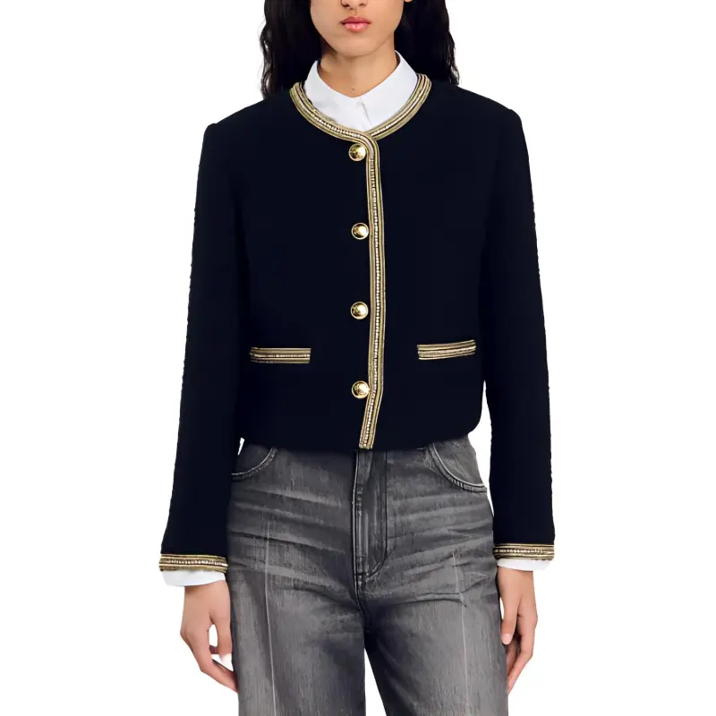 Sandro Cropped Tweed Jacket-1