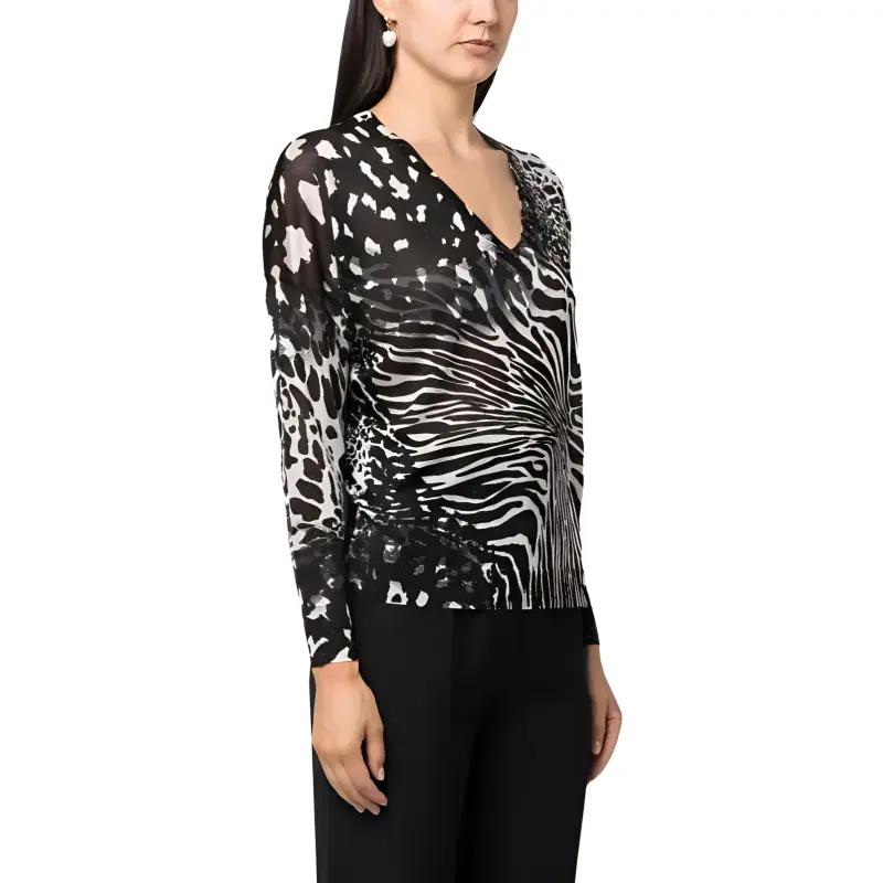 LIU·JO Animal print V neck Jumper-3