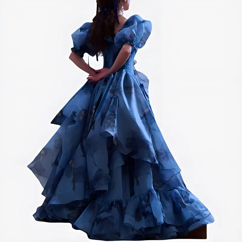 Selkie Collection Short Sleeved Dresses Women's DEGAS BLUE With Blue Background And Degas Dance Girlish Tracing Print-2