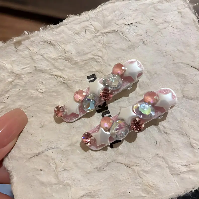 Kelanxi Alloy / Zircon / Acrylic Hair Clips Women's Pink-1
