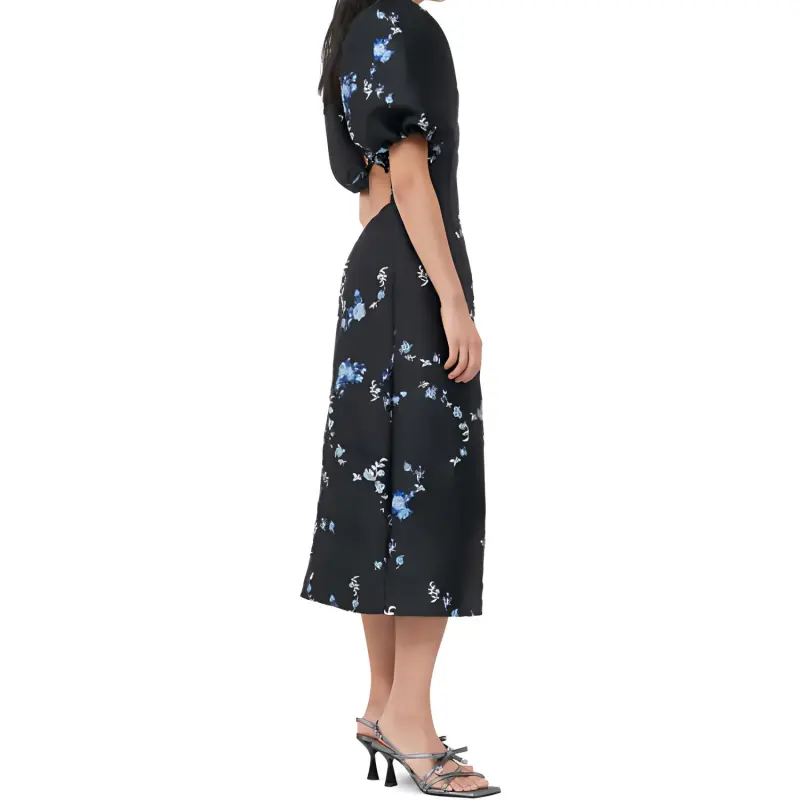 GANNI Floral jacquard Midi Dress-3