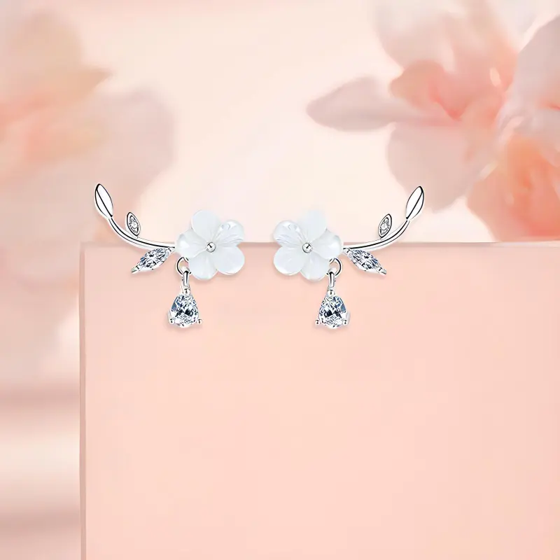 D.K.X S925 Silver Stud Earrings Women's-1