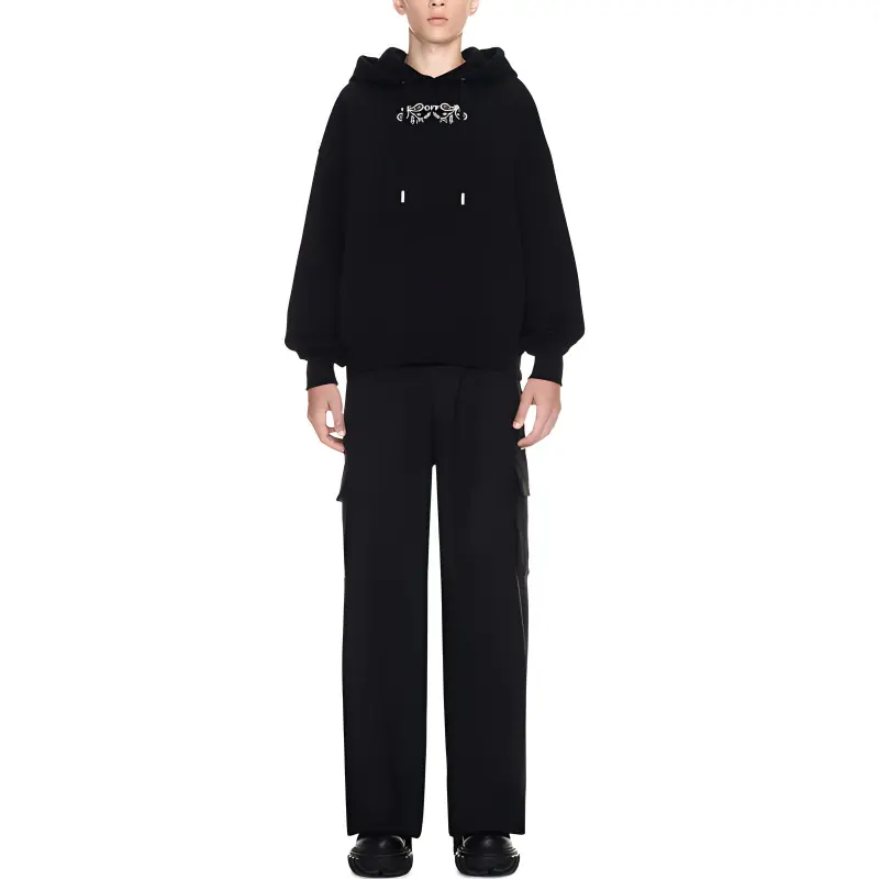 OFF WHITE Logo Embroidered Drawstring Hoodie-1